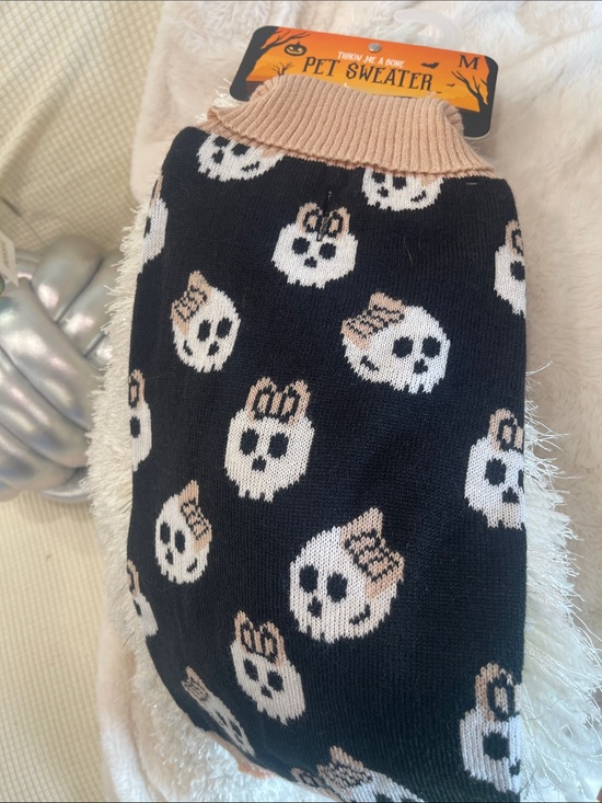 Other - Pet sweater 💀💀 - Black Skull Knit with Tan Trim